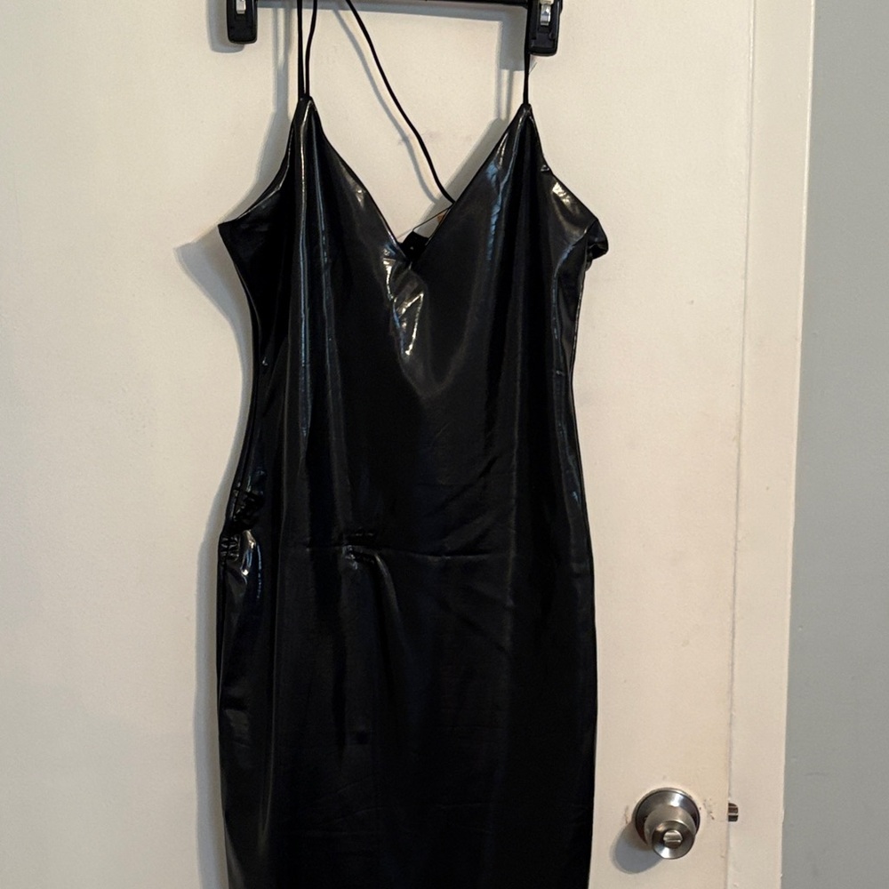 Black Vinyl Slip Dress